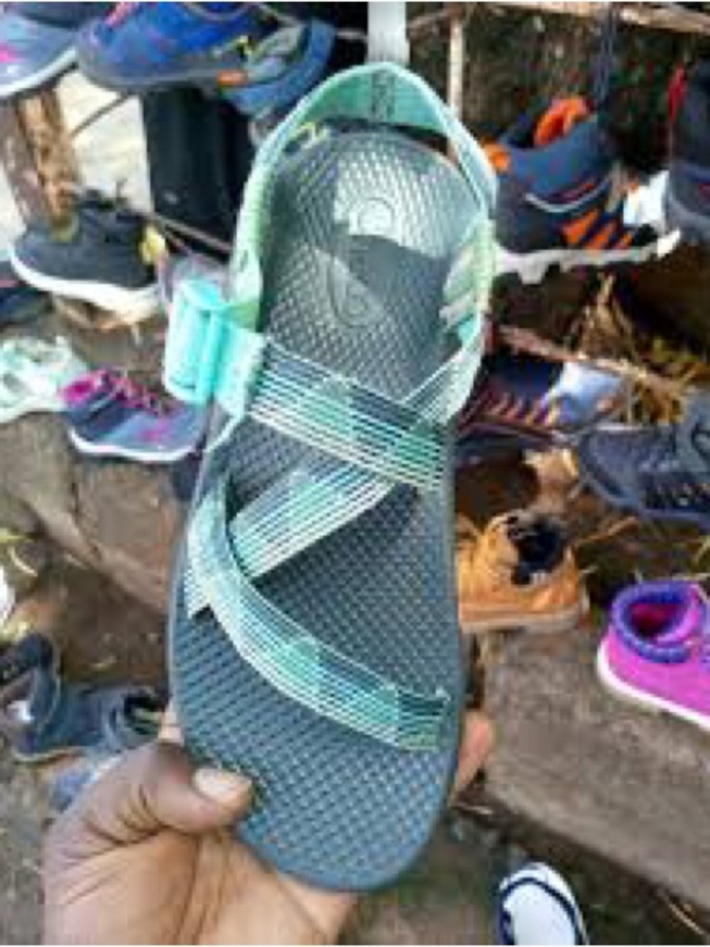 Chaco Kids' Sport Sandal - Teal and Gray